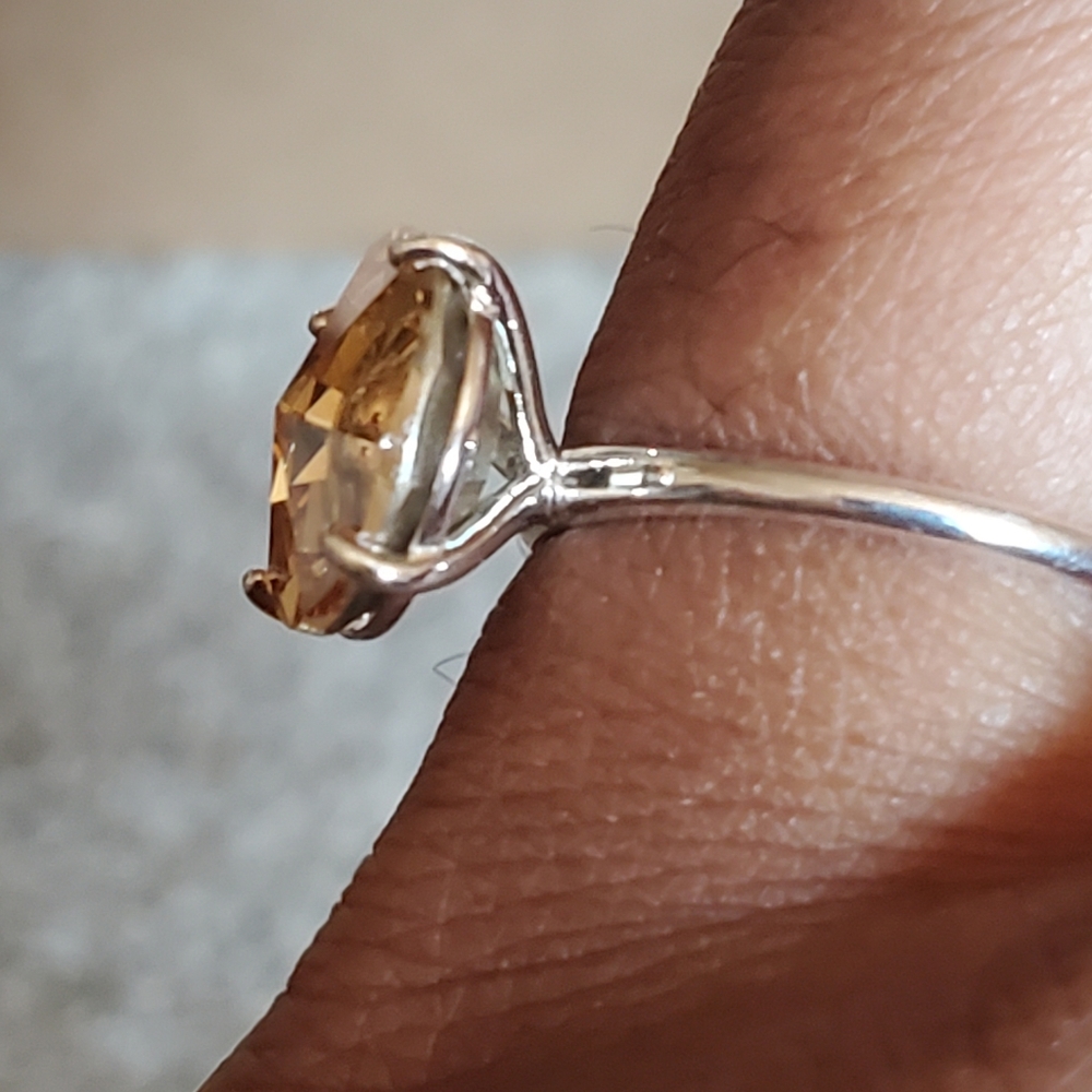 Swarovski Bespoke Flower Golden Shadow Crystal Solitaire Ring in 925 Sterl Silv - Picture 4 of 11
